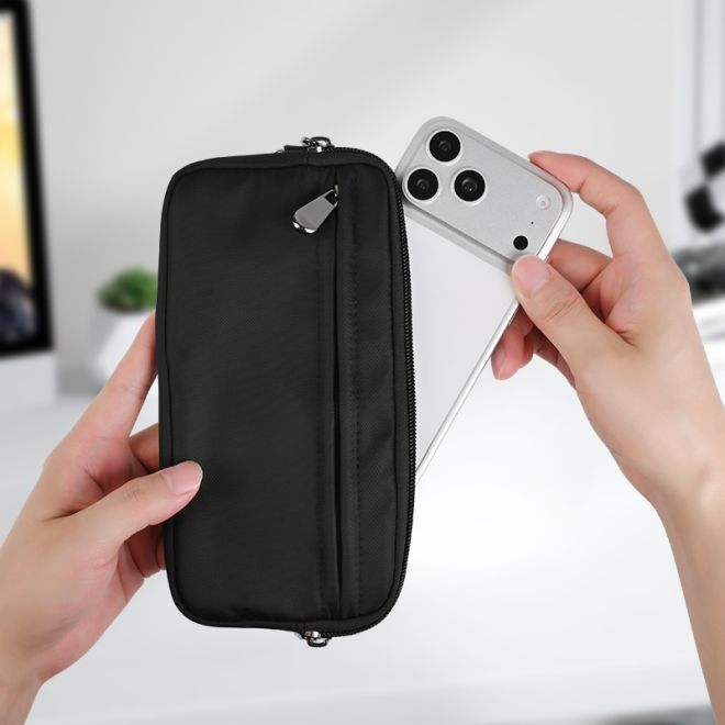 MU Classic – Umhängetasche für Smartphone & Reiseutensilien mit Reissverschluss - schwarz