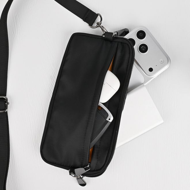 MU Classic – Umhängetasche für Smartphone & Reiseutensilien mit Reissverschluss - schwarz