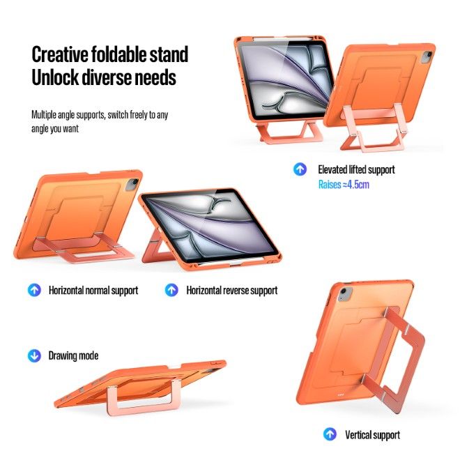 Dux Ducis - iPad Air 11 (2026/2025/2024/2022/2020) / iPad Pro 11 (2022/2021/2020) Hülle - PC Hardcase mit Standfunktion - Axis Series - orange