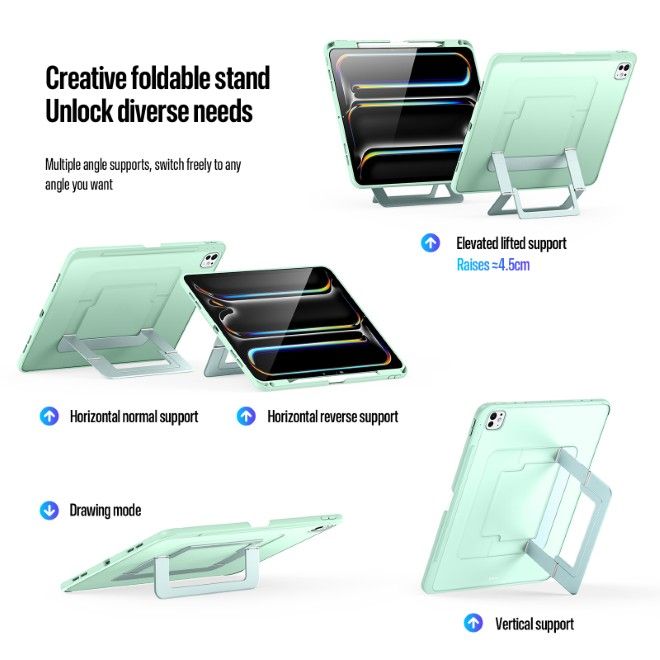 Dux Ducis - iPad Pro 11 (2025/2024) Hülle - PC Hardcase mit Standfunktion - Axis Series - grün