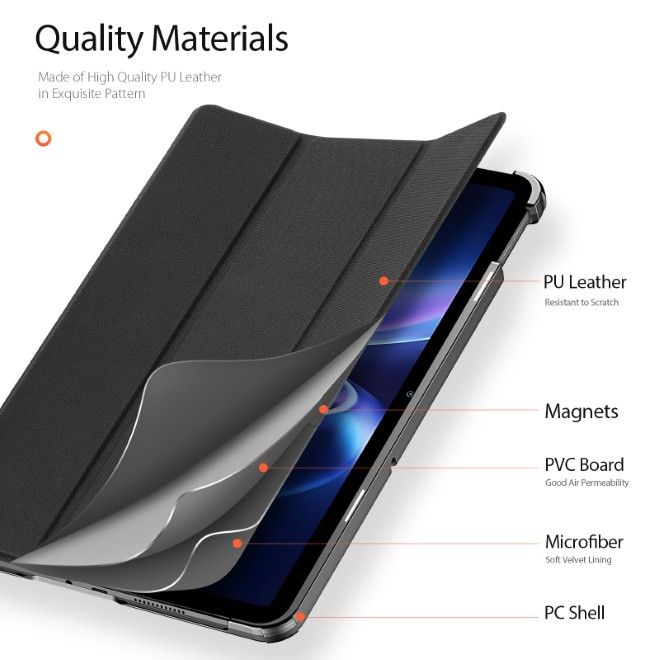 Dux Ducis -  Xiaomi Redmi Pad 2 9.7 / Poco Pad C1 Hülle - Leder Smart Flip Case - Domo Series - schwarz