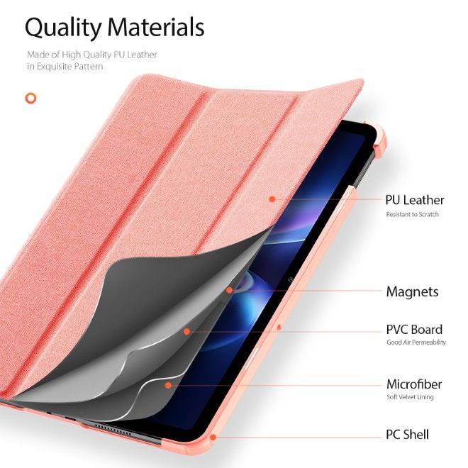 Dux Ducis -  Xiaomi Redmi Pad 2 9.7 / Poco Pad C1 Hülle - Leder Smart Flip Case - Domo Series - pink