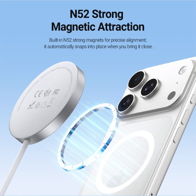 Dux Ducis - Magnetischer Wireless Charger - 25W und Qi2.2  - MagSafe kompatibel - H1 Series - weiss