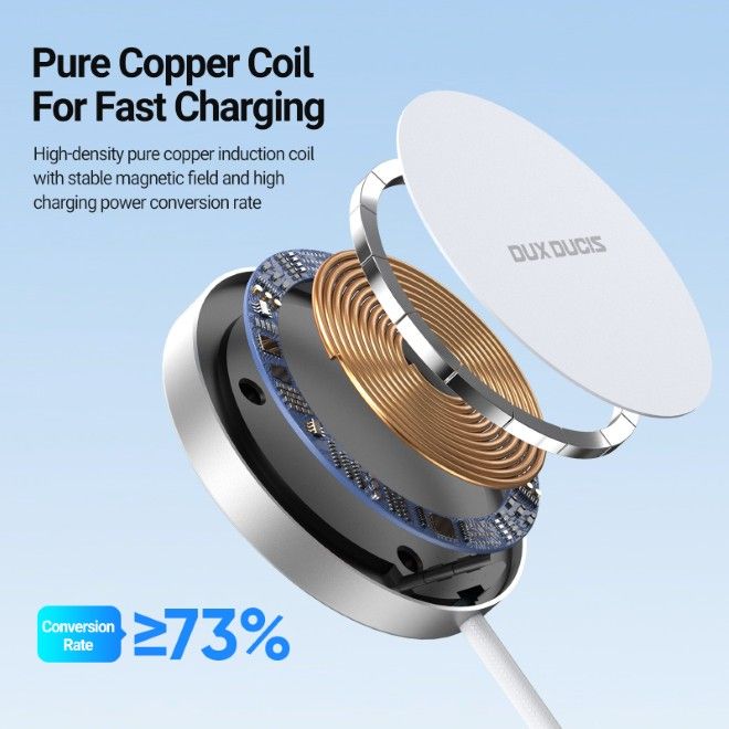 Dux Ducis - Magnetischer Wireless Charger - 25W und Qi2.2  - MagSafe kompatibel - H1 Series - weiss