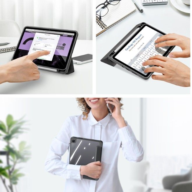 Dux Ducis - Xiaomi Redmi Pad 2 9.7 / Poco Pad C1 Hülle - Leder Bookcover - Toby Series - schwarz