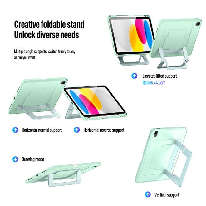 Dux Ducis - iPad 2025 (11. Gen) / iPad 2022 (10. Gen) Hülle - PC Hardcase mit Standfunktion - Axis Series - grün
