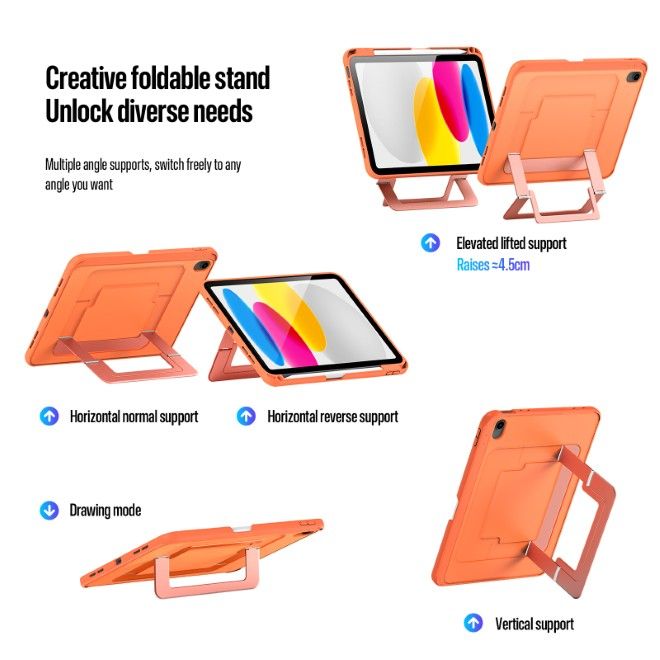 Dux Ducis - iPad 2025 (11. Gen) / iPad 2022 (10. Gen) Hülle - PC Hardcase mit Standfunktion - Axis Series - orange