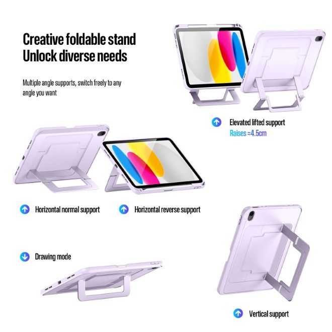Dux Ducis - iPad 2025 (11. Gen) / iPad 2022 (10. Gen) Hülle - PC Hardcase mit Standfunktion - Axis Series - purpur