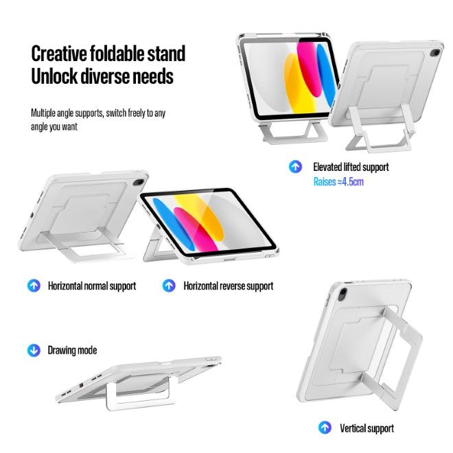 Dux Ducis - iPad 2025 (11. Gen) / iPad 2022 (10. Gen) Hülle - PC Hardcase mit Standfunktion - Axis Series - weiss