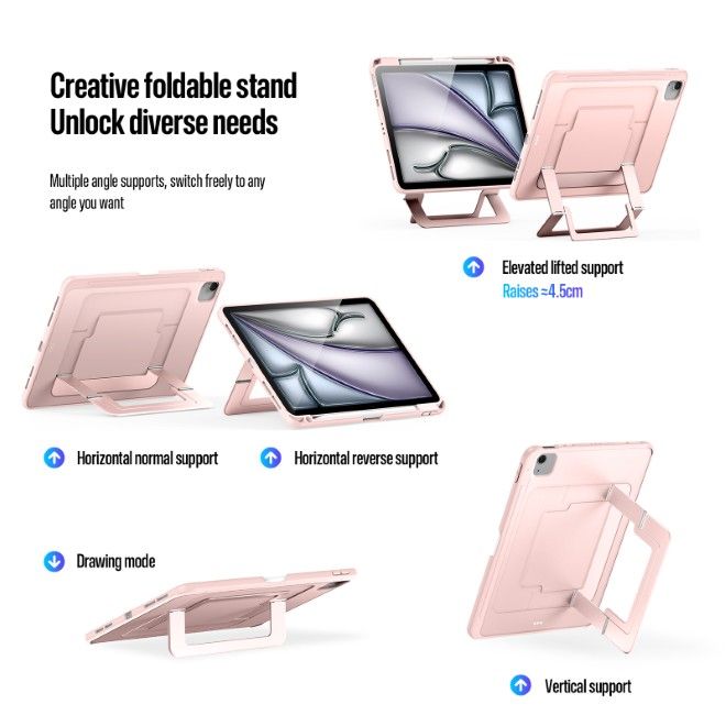 Dux Ducis - iPad Air 11 (2026/2025/2024/2022/2020) / iPad Pro 11 (2022/2021/2020) Hülle - PC Hardcase mit Standfunktion - Axis Series - pink