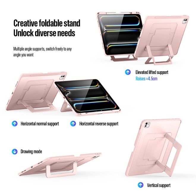 Dux Ducis - iPad Pro 13 (2025/2024) Hülle - PC Hardcase mit Standfunktion - Axis Series - pink