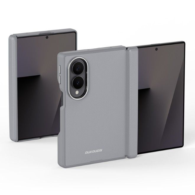 Dux Ducis - Samsung Galaxy Z Fold8 Hülle - Leder Hardcase mit MagSafe - Vyne Series - grau