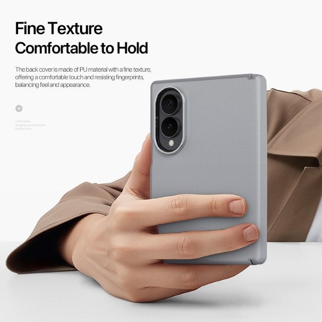 Dux Ducis - Samsung Galaxy Z Fold8 Hülle - Leder Hardcase mit MagSafe - Vyne Series - grau