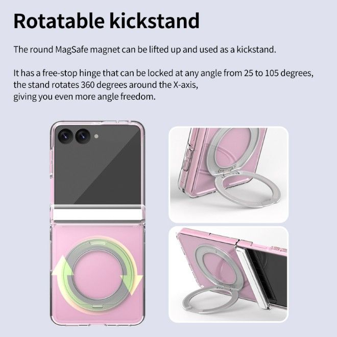 Araree - Samsung Galaxy Z Flip8 Hülle - Case aus TPU und PC - mit MagSafe und Standfunktion - Duple 360 M Stand Series - transparent