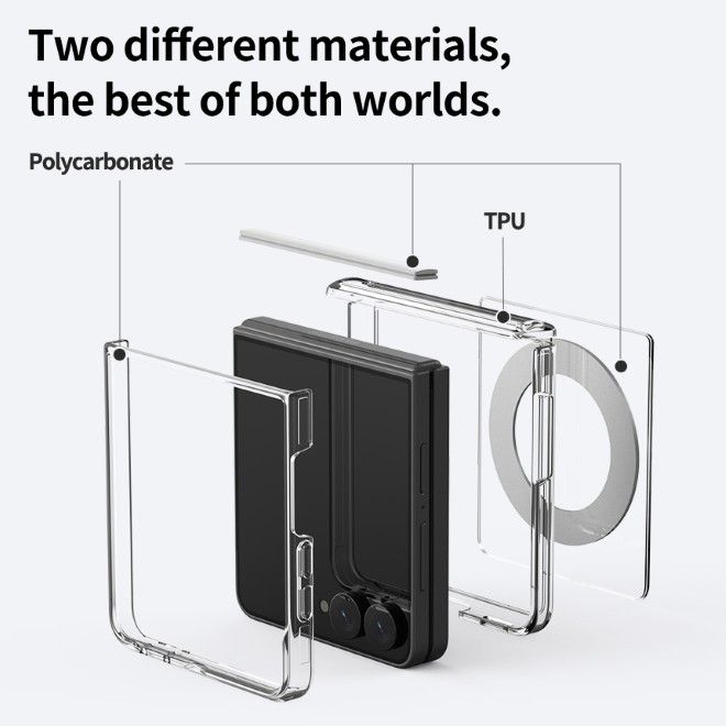 Araree - Samsung Galaxy Z Flip8 Hülle - Case aus TPU und PC - mit MagSafe und Standfunktion - Duple 360 M Stand Series - transparent
