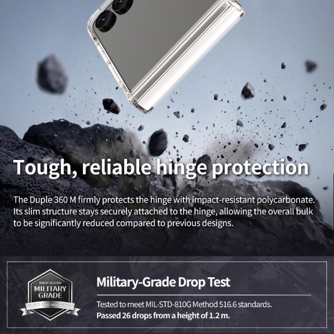 Araree - Samsung Galaxy Z Flip8 Hülle - Case aus TPU und PC - mit MagSafe und Standfunktion - Duple 360 M Stand Series - transparent