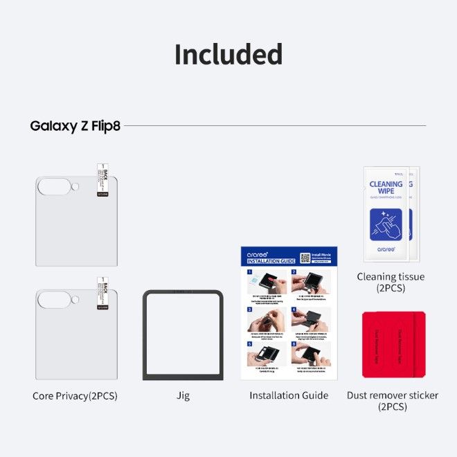 Araree - Samsung Galaxy Z Flip8 Schutzglas (2pcs) - aus gehärtetem Glas - Core Series - transparent
