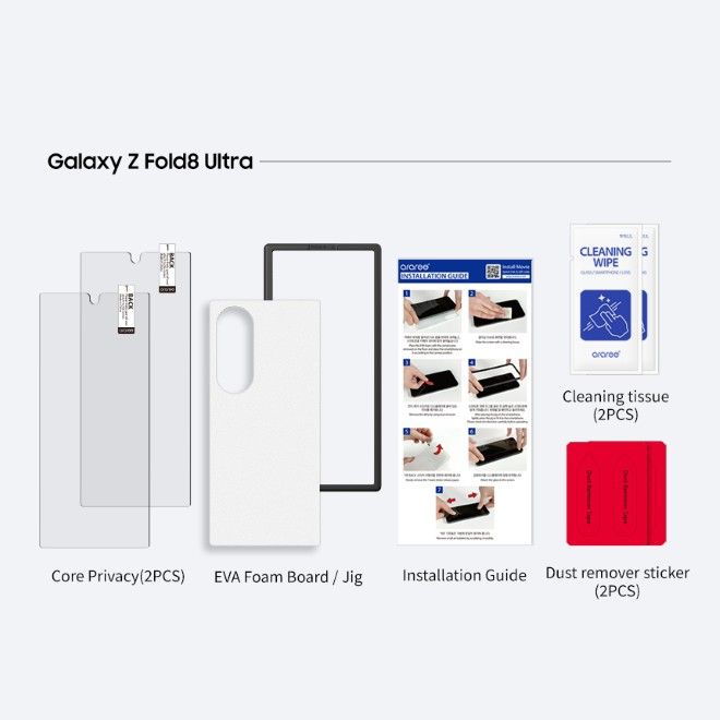 Araree - Samsung Galaxy Z Fold8 Ultra Schutzglas (2pcs) - aus gehärtetem Glas - Core Series - transparent
