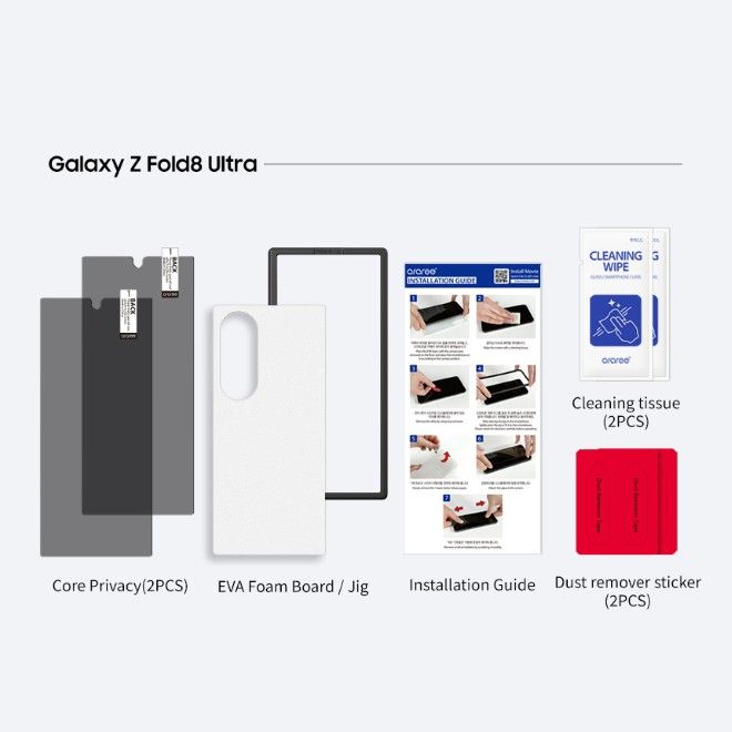 Araree - Samsung Galaxy Z Fold8 Ultra Privacy Schutzglas (2pcs) - aus gehärtetem Glas - Core Privacy Series - transparent