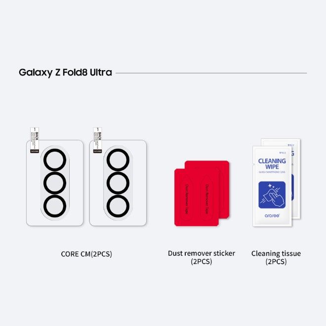 Araree - Samsung Galaxy Z Fold8 Ultra Schutzglas für Kamera (2pcs) - Core Camera Series - transparent