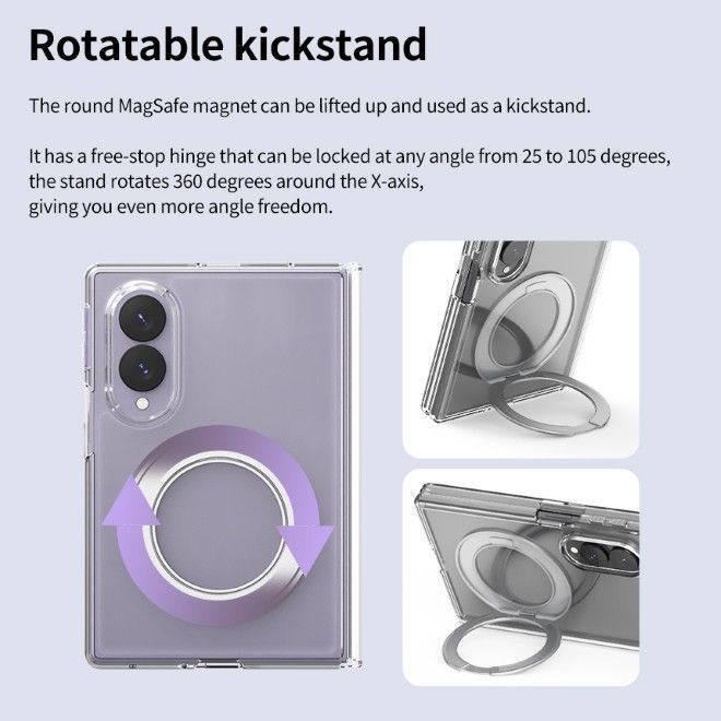 Araree - Samsung Galaxy Z Fold8 Hülle - Case aus TPU und PC - mit MagSafe und Standfunktion - Duple 360 M Stand Series - transparent