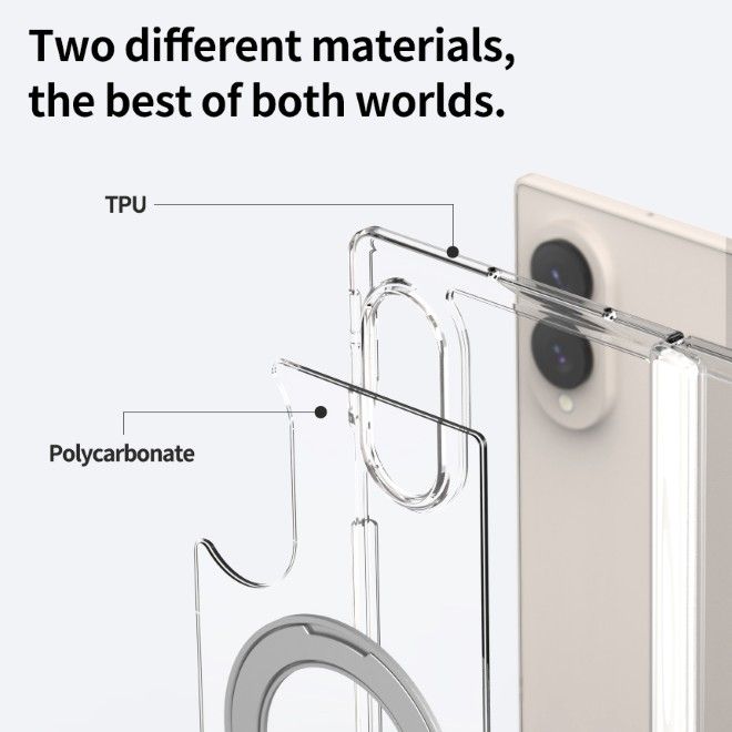 Araree - Samsung Galaxy Z Fold8 Hülle - Case aus TPU und PC - mit MagSafe und Standfunktion - Duple 360 M Stand Series - transparent