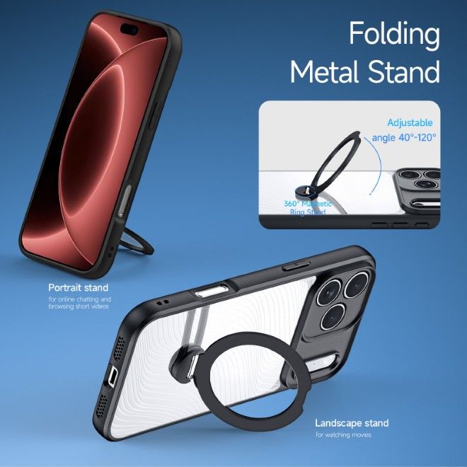 Dux Ducis - iPhone 18 Pro Max / 17 Pro Max Hülle - Hardcase - MagSafe - mit Standfunktion - Aimo Mag Stand Series - schwarz