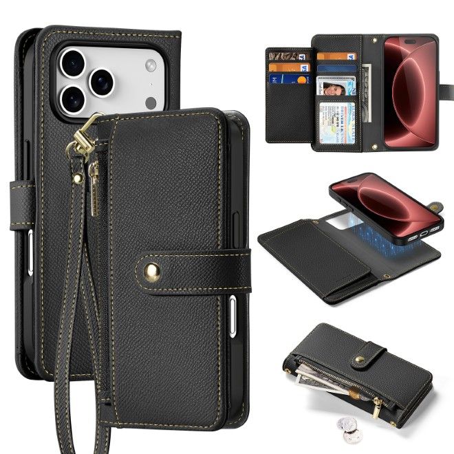 Dux Ducis - iPhone 18 Pro Max / 17 Pro Max Hülle - Kunstleder Bookcover - MagSafe kompatibel - Lawa Series - schwarz