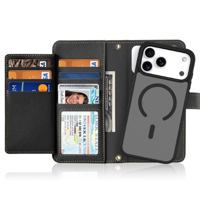 Dux Ducis - iPhone 18 Pro Max / 17 Pro Max Hülle - Kunstleder Bookcover - MagSafe kompatibel - Lawa Series - schwarz