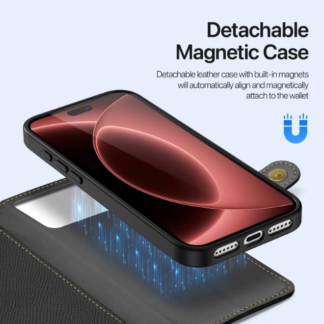 Dux Ducis - iPhone 18 Pro Max / 17 Pro Max Hülle - Kunstleder Bookcover - MagSafe kompatibel - Lawa Series - schwarz