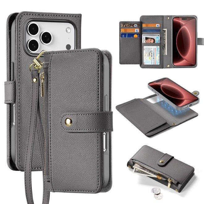 Dux Ducis - iPhone 18 Pro Max / 17 Pro Max Hülle - Kunstleder Bookcover - MagSafe kompatibel - Lawa Series - grau