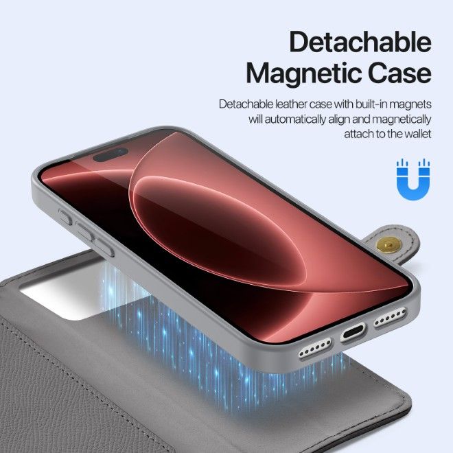 Dux Ducis - iPhone 18 Pro Max / 17 Pro Max Hülle - Kunstleder Bookcover - MagSafe kompatibel - Lawa Series - grau