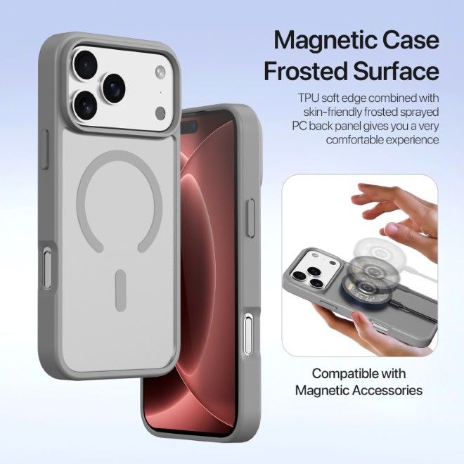 Dux Ducis - iPhone 18 Pro Max / 17 Pro Max Hülle - Kunstleder Bookcover - MagSafe kompatibel - Lawa Series - grau