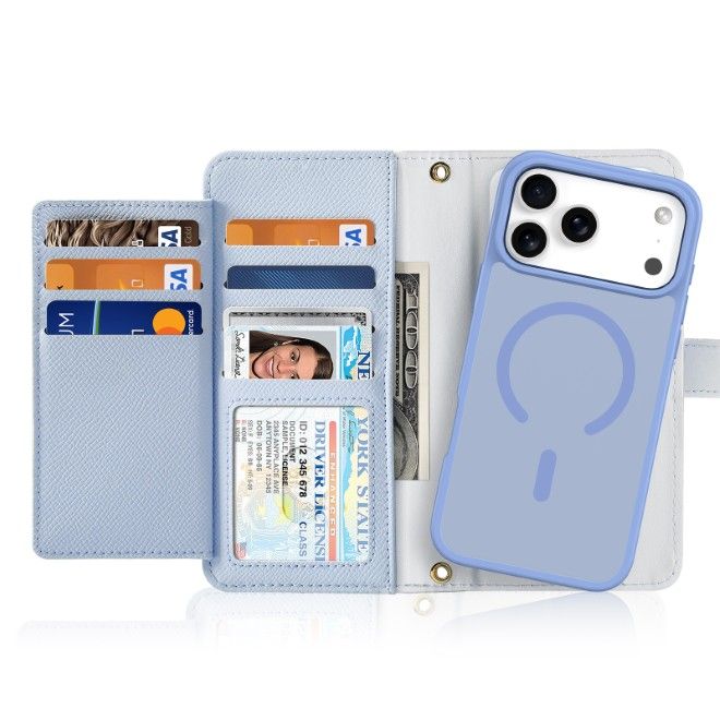 Dux Ducis - iPhone 18 Pro Max / 17 Pro Max Hülle - Kunstleder Bookcover - MagSafe kompatibel - Lawa Series - hellblau