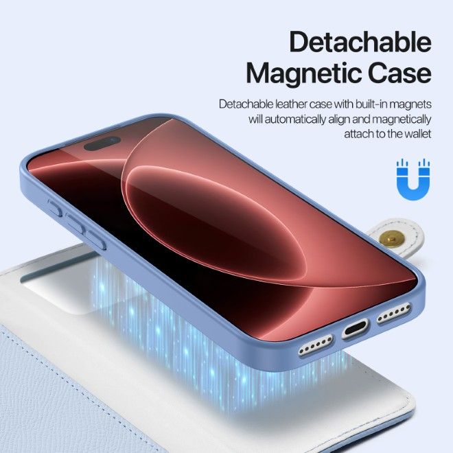 Dux Ducis - iPhone 18 Pro Max / 17 Pro Max Hülle - Kunstleder Bookcover - MagSafe kompatibel - Lawa Series - hellblau