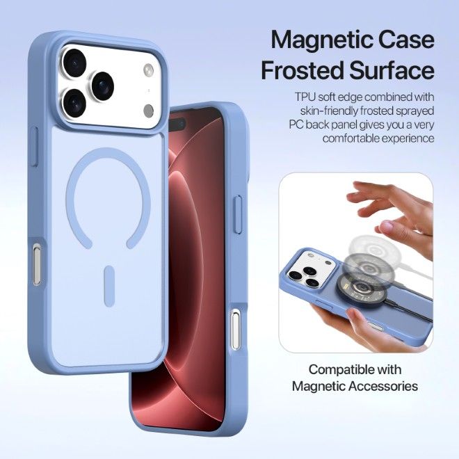 Dux Ducis - iPhone 18 Pro Max / 17 Pro Max Hülle - Kunstleder Bookcover - MagSafe kompatibel - Lawa Series - hellblau