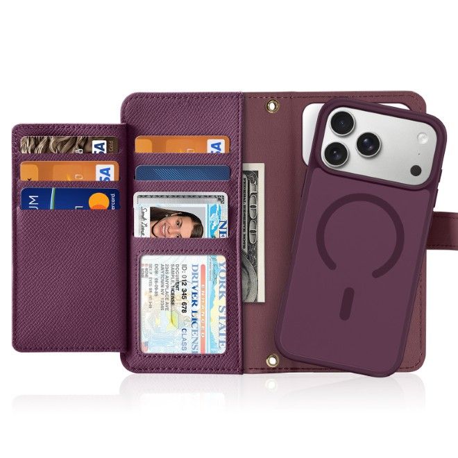 Dux Ducis - iPhone 18 Pro Max / 17 Pro Max Hülle - Kunstleder Bookcover - MagSafe kompatibel - Lawa Series - violett