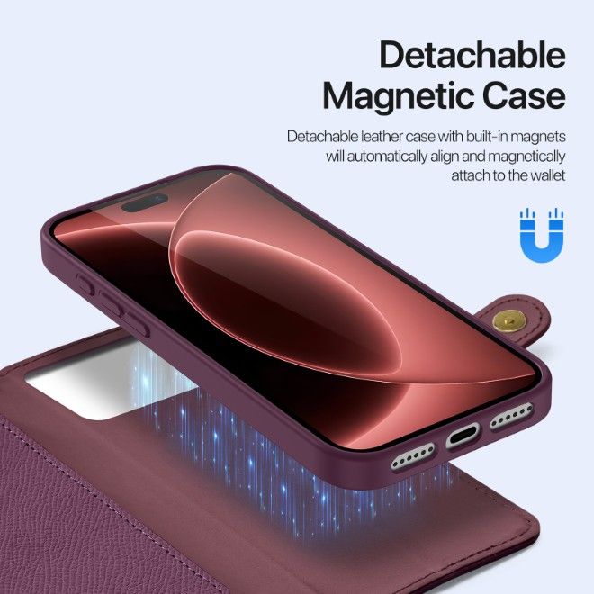 Dux Ducis - iPhone 18 Pro Max / 17 Pro Max Hülle - Kunstleder Bookcover - MagSafe kompatibel - Lawa Series - violett