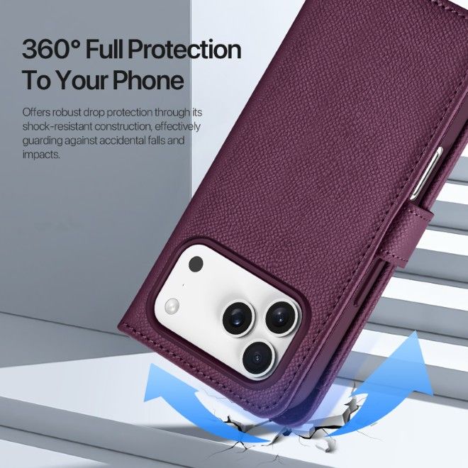 Dux Ducis - iPhone 18 Pro Max / 17 Pro Max Hülle - Kunstleder Bookcover - MagSafe kompatibel - Lawa Series - violett