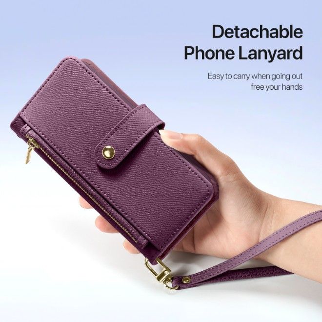 Dux Ducis - iPhone 18 Pro Max / 17 Pro Max Hülle - Kunstleder Bookcover - MagSafe kompatibel - Lawa Series - violett