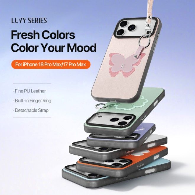 Dux Ducis - iPhone 18 Pro Max / 17 Pro Max Hülle - Leder Hardcase - Luvy Series - hellpink