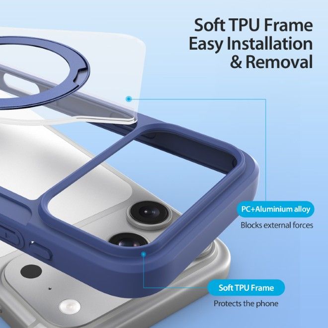 Dux Ducis - iPhone 18 Pro Max / 17 Pro Max Hülle - Leder Bookcover mit Ring Standfunktion - Skin X Pro 360° Ring Stand Series - blau
