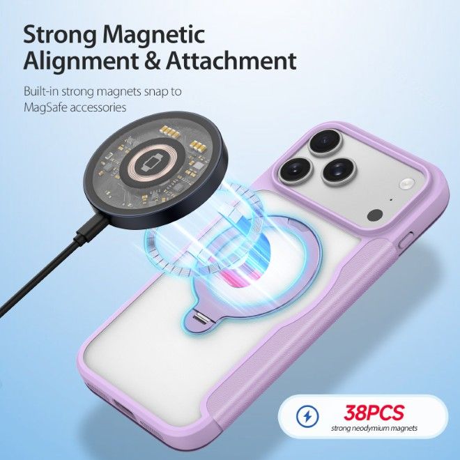 Dux Ducis - iPhone 18 Pro Max / 17 Pro Max Hülle - Leder Bookcover mit Ring Standfunktion - Skin X Pro 360° Ring Stand Series - purpur