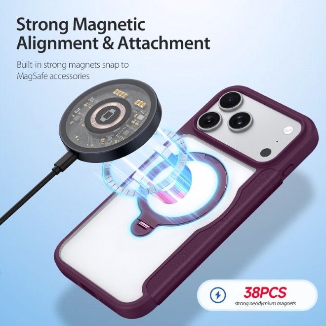 Dux Ducis - iPhone 18 Pro Max / 17 Pro Max Hülle - Leder Bookcover mit Ring Standfunktion - Skin X Pro 360° Ring Stand Series - violett