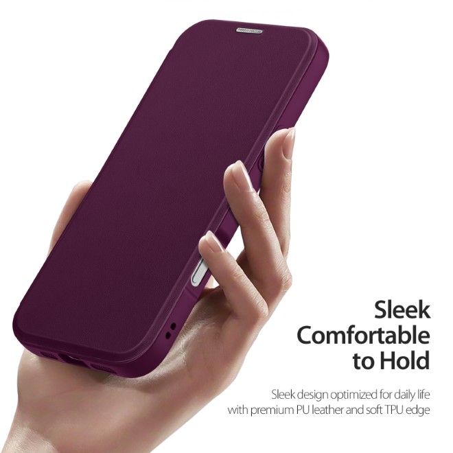 Dux Ducis - iPhone 18 Pro Max / 17 Pro Max Hülle - Leder Bookcover mit Ring Standfunktion - Skin X Pro 360° Ring Stand Series - violett