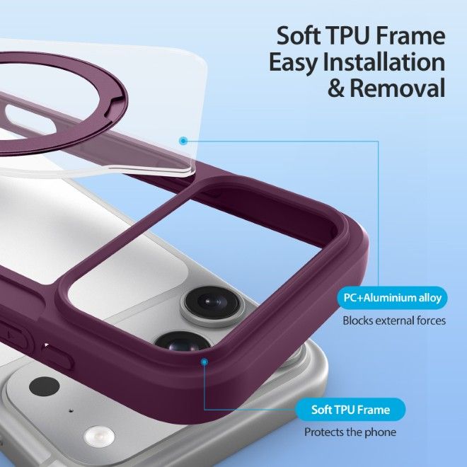 Dux Ducis - iPhone 18 Pro Max / 17 Pro Max Hülle - Leder Bookcover mit Ring Standfunktion - Skin X Pro 360° Ring Stand Series - violett