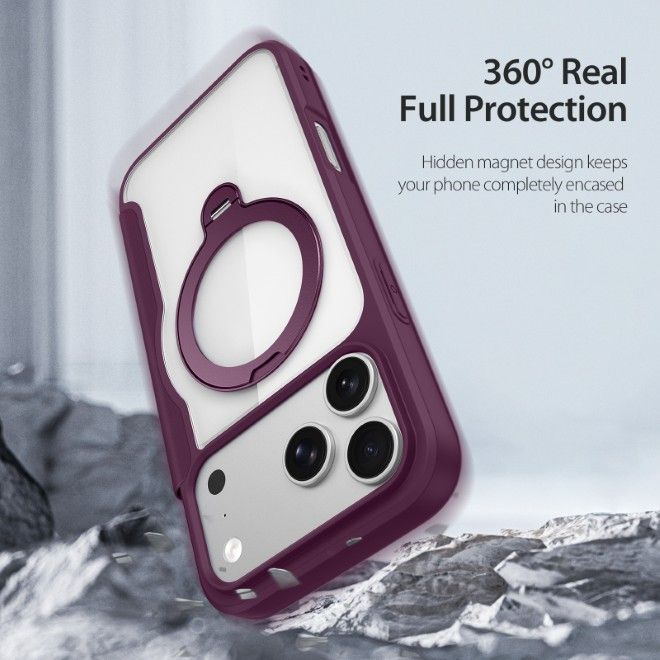 Dux Ducis - iPhone 18 Pro Max / 17 Pro Max Hülle - Leder Bookcover mit Ring Standfunktion - Skin X Pro 360° Ring Stand Series - violett