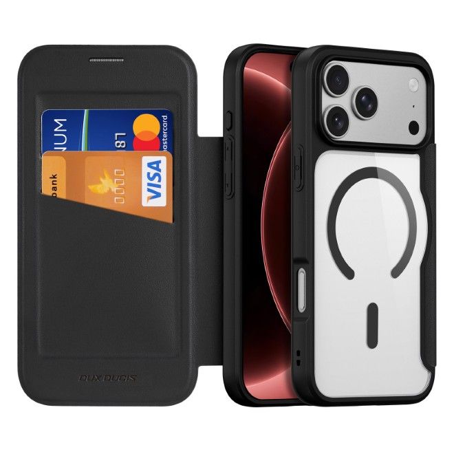 Dux Ducis - iPhone 18 Pro Max / 17 Pro Max Hülle - Leder Bookcover mit Standfunktion - Skin X Pro Series - schwarz