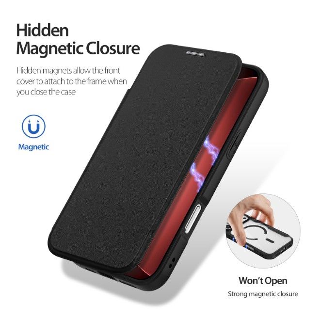 Dux Ducis - iPhone 18 Pro Max / 17 Pro Max Hülle - Leder Bookcover mit Standfunktion - Skin X Pro Series - schwarz
