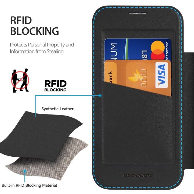 Dux Ducis - iPhone 18 Pro Max / 17 Pro Max Hülle - Leder Bookcover mit Standfunktion - Skin X Pro Series - schwarz